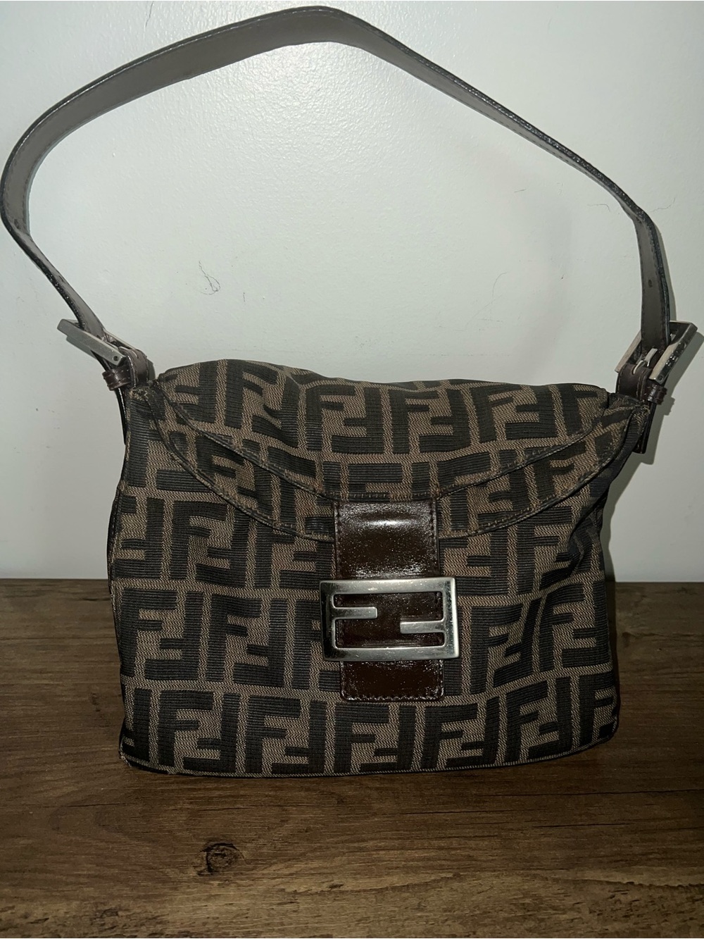Fendi Zucca FF Logo Shoulder Bag
